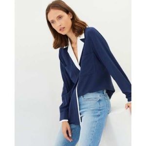 NWT Frame Silk V Neck Top Blouse